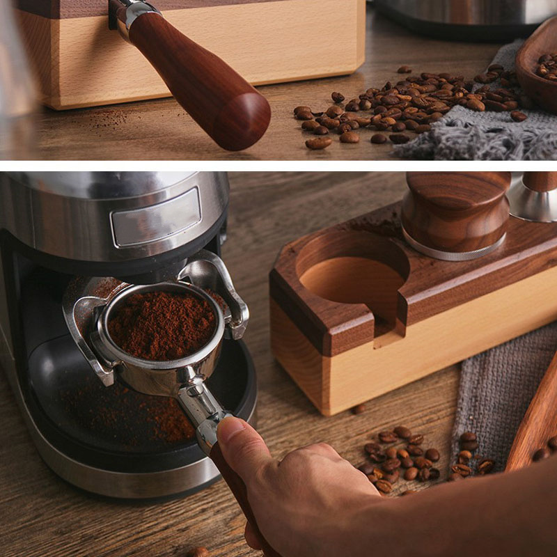 Wholesale Walnut Wood Coffee Filter Tamper Holder Espresso Tamper Mat Stand Coffee Maker Support Base Rack Coffee Accessories