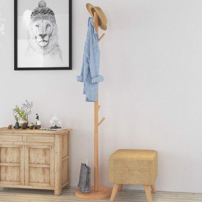 Wooden Clothes Coat Stand Garment Hanging Rack Stand Metal Drying Solid Wood Round Display Racks