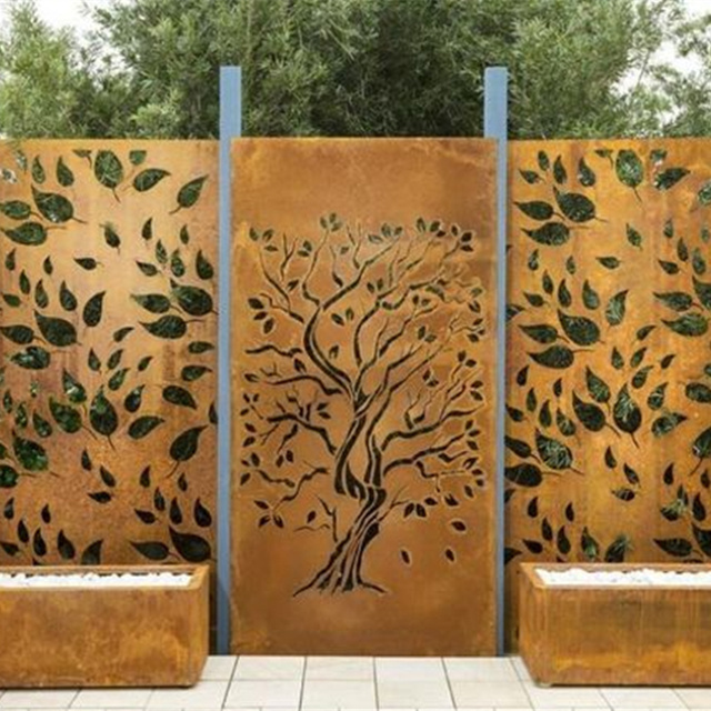 Cheap laser cut metal steel privacy screen panels flower pattern with high quality