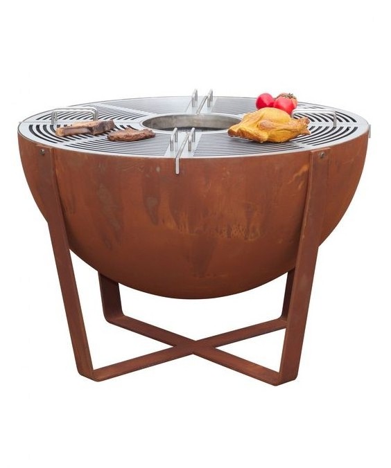 Top Seller Corten Steel Adjustable Height Rotary Outdoor Firepit BBQ Grills For Sale