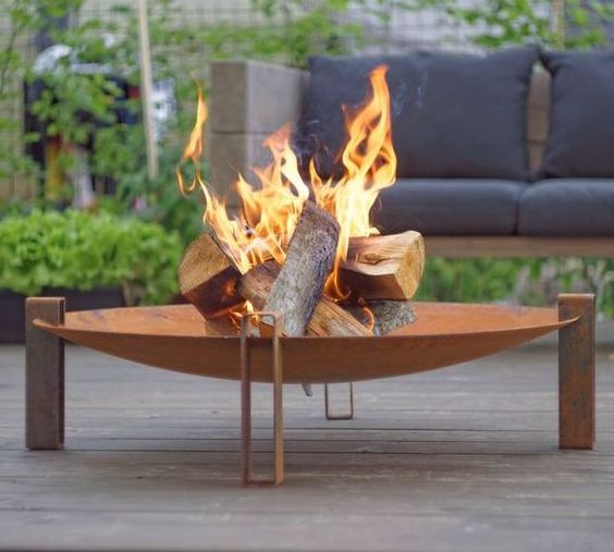 60cm corten steel firebowl outdoor heaters brazier