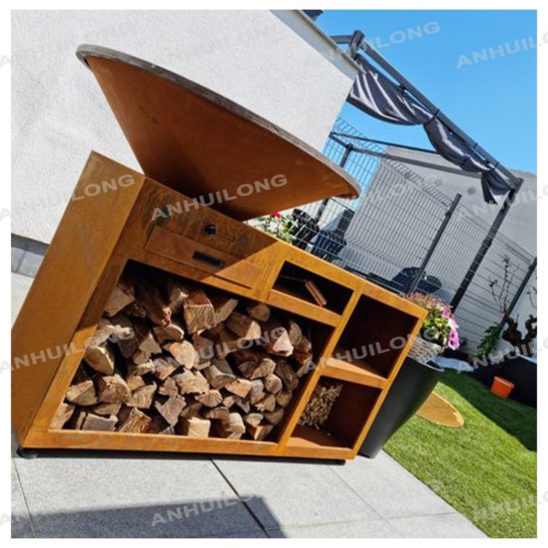 Hot sale commercial Corten steel wood fireplace wood burning bbq stove charcoal barbecue