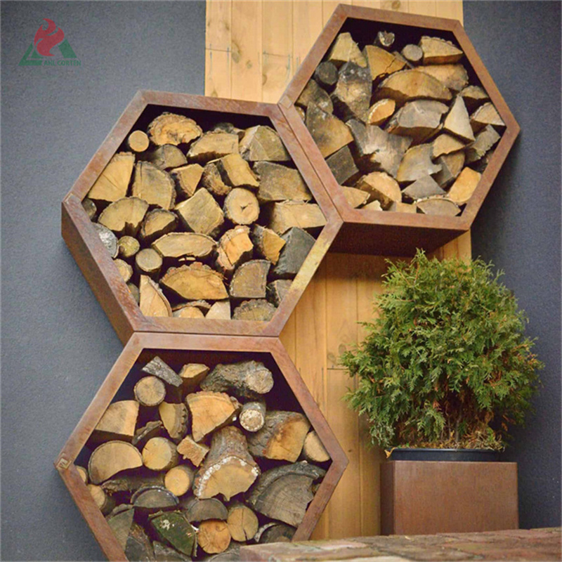 Corten steel custom firewood storage log rack holder firewood rack fireplace tool rack indoor wood