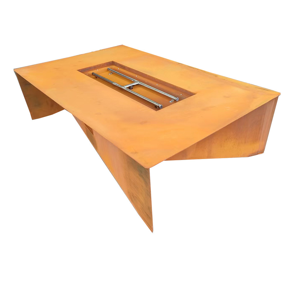 Outdoor Fireplace Corten Steel Gas Fire Pit Table