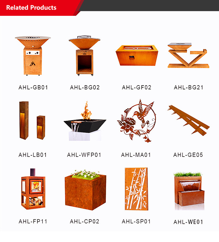 Outdoor barbeque corten steel fire pit bbq grills for backyard corten steel bbq Brazier Fire Pit Heavy Duty BBQ barbecue grills