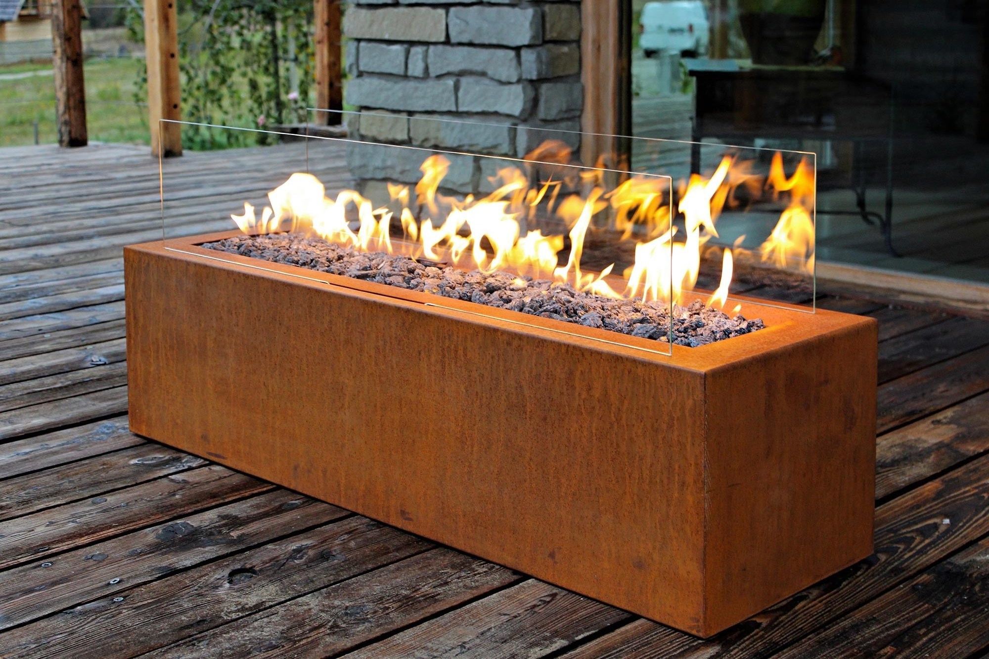 Black modern firepit table outdoor gas propane modern fire pit table