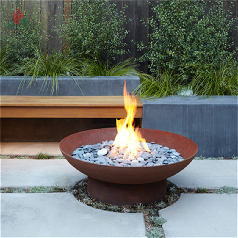 Corten steel brazier fireplaces stoves concrete table top fire pit - fire bowl