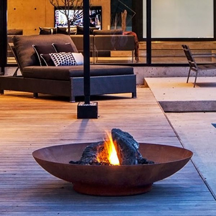 Corten steel brazier fireplaces stoves concrete table top fire pit - fire bowl