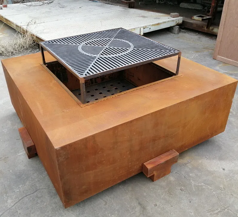 corten steel out door wood burning fire pit fire table outdoor