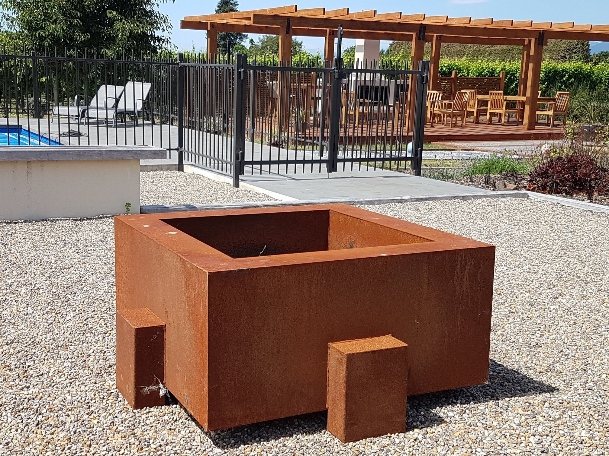 corten steel out door wood burning fire pit fire table outdoor