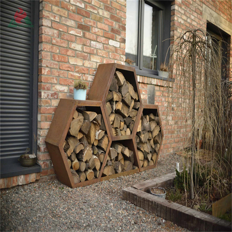 Corten steel custom firewood storage log rack holder firewood rack fireplace tool rack indoor wood