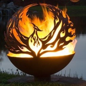 Corten steel metal dragon pattern globe fire pit for garden treasure