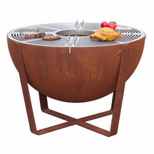 Corten steel metal bbq fire pit outdoor for backyard