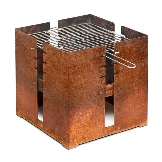 corten outdoor backyard garden wood burning charcoal or gas cooking heater fireplace stove smoker fire pit bbq grill