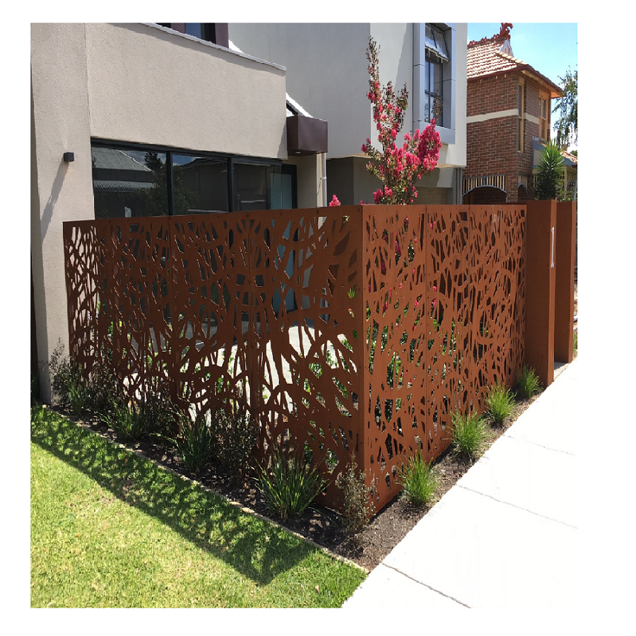 Decorative metal garden fence and gate