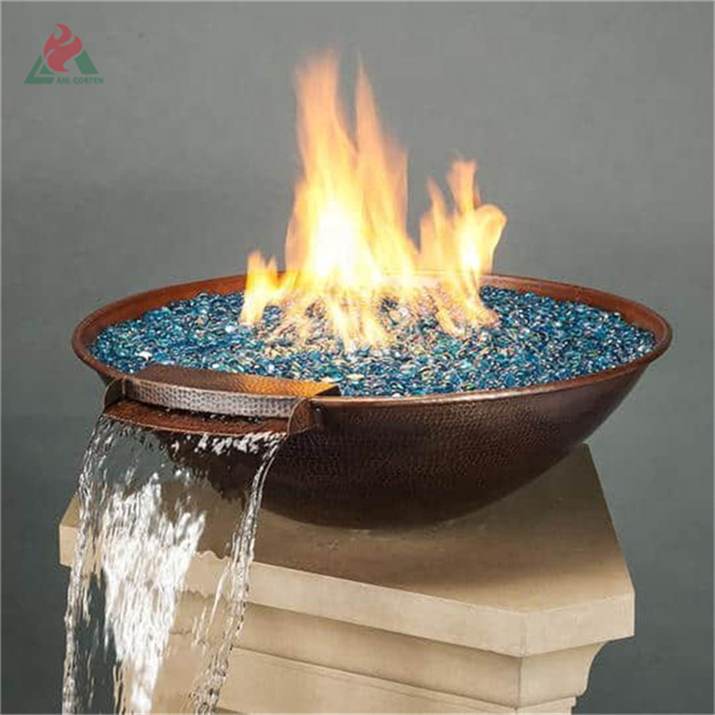 Corten steel fireplace surround tabletop fire bowl steel fire pit bowl