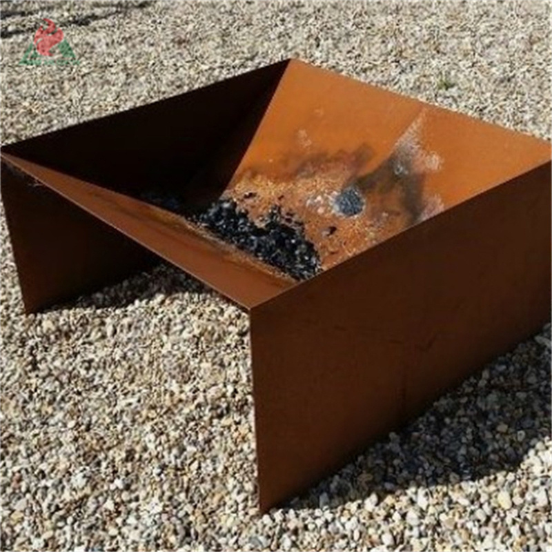 Outdoor rusted corten steel tall fire pit outdoor luxury barrel fire pit