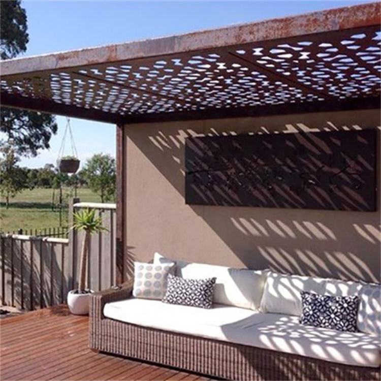 Corten Steel Garden outdoor metal rainproof sunshade roof canopy carport  patio cover