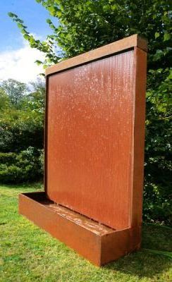 corten steel water features fontain waterfall outdoor