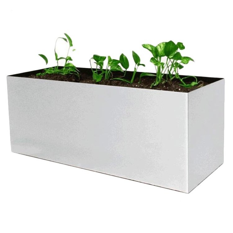 Hot sale outdoor large rectangular silver stainless steel  planters