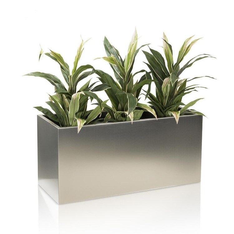 Hot sale outdoor large rectangular silver stainless steel  planters