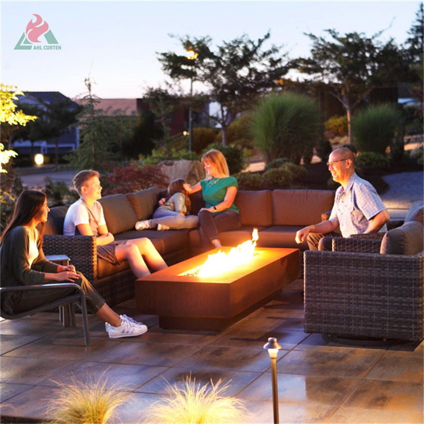 Corten steel  outdoor natural gas fire places propane gas garden patio heaters wholesale large gas fire pit