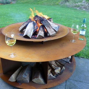 Smokeless resty red corten steel metal fire pit outdoor and indoor