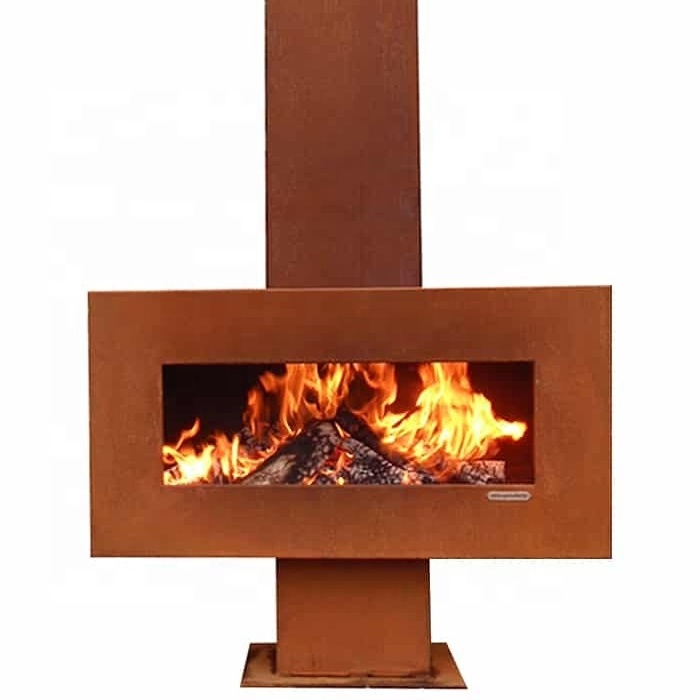 Garden Outdoor Warming Corten Steel Fireplace & BBQ grill