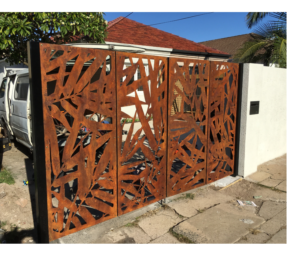 Decorative metal garden fence and gate