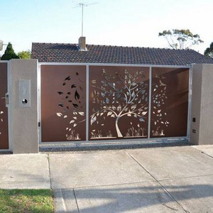 corten steel laser cutting gate fence garden decorative fencing