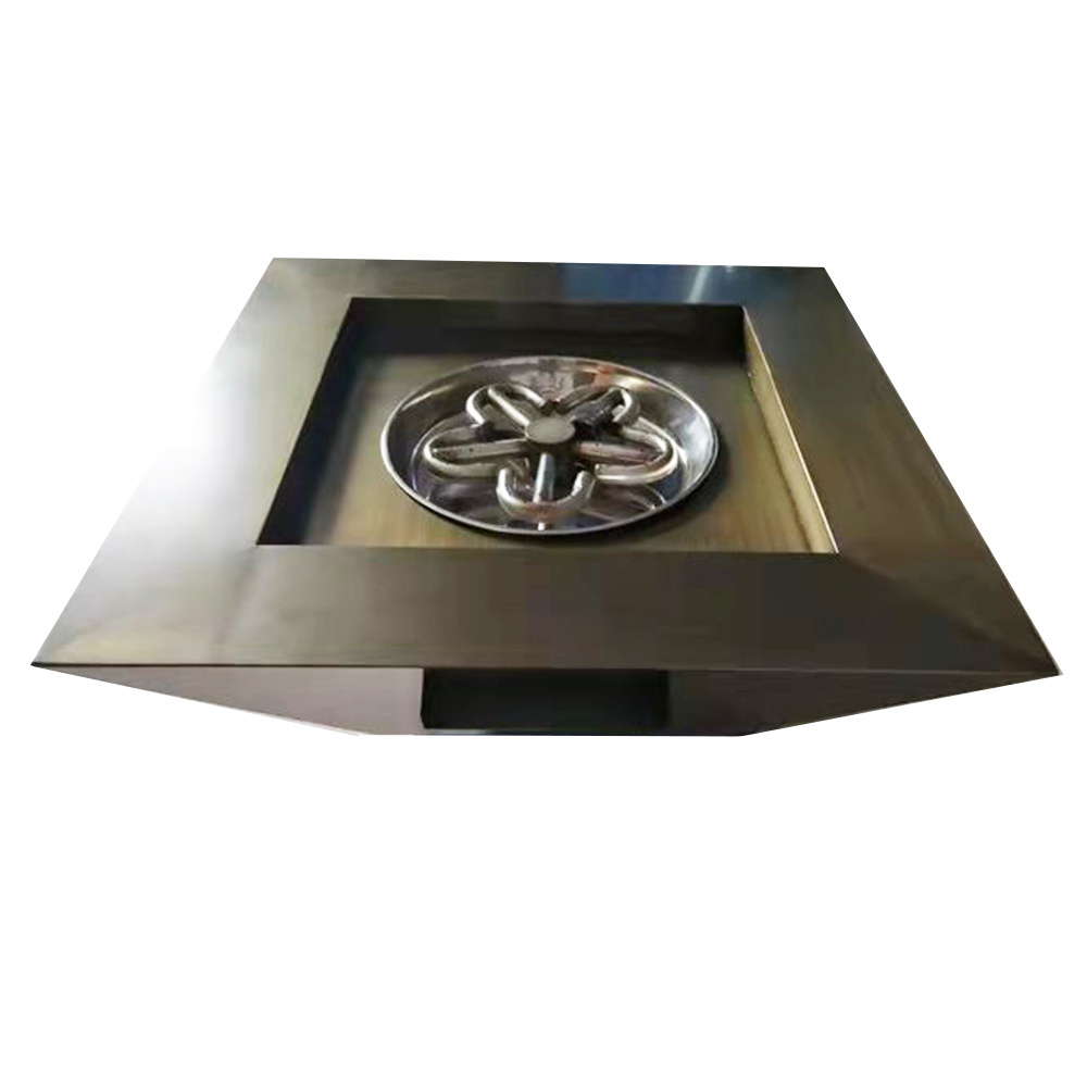 Decorative Metal Pure Copper Gas Fire Pit & Water Bowl Square Shaped Fire Bowl