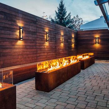 New design firepit glass fireplace corten steel gas fire pit