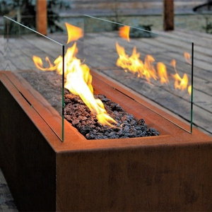 Square Gas Fire Pit Table function and Stocked Feature Gas Fire Pit With Glass