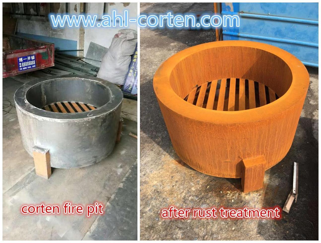 Corten steel metal bbq fire pit outdoor for backyard