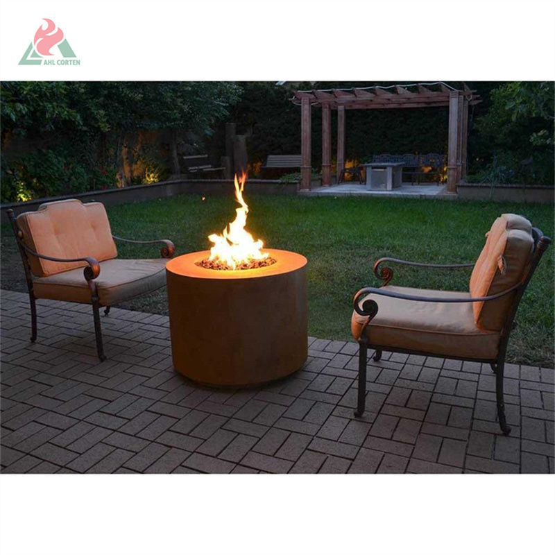 corten steel propane standing in patio heater outdoor propane gas garden fire pit table