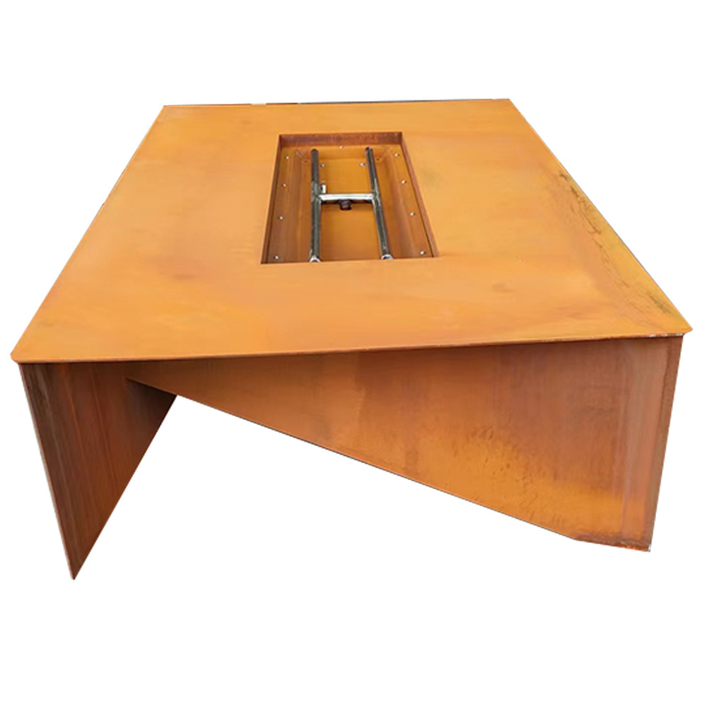 High Top Outdoor Table with Fire Pit New Design corten steel Fire Pit Tabletop Marble Metal Barrel Fire Pit