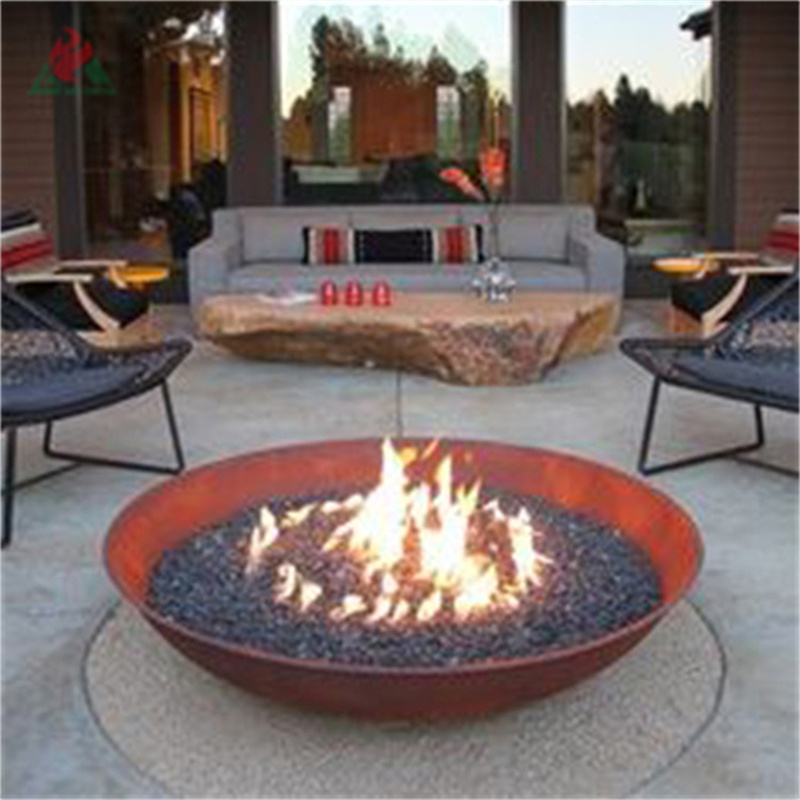 Corten steel fireplace surround tabletop fire bowl steel fire pit bowl