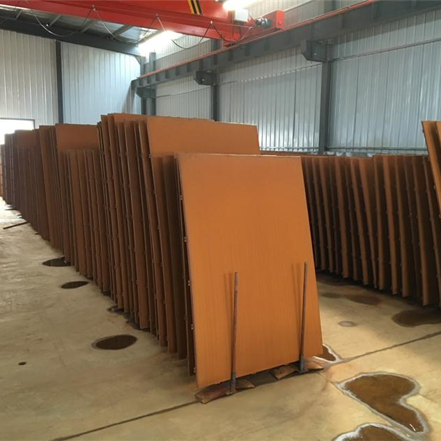 Weathering steel exterior wall cladding panels room divider