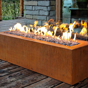 Outdoor Corten Metal Gas Firepit garden propane gas firepit heater