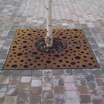 corten steel tree grate for street garden tree pool decoration