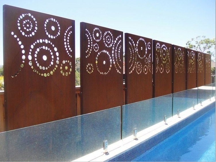 metal garden decorative laser cutting artwork corten sheet fence panels with posts