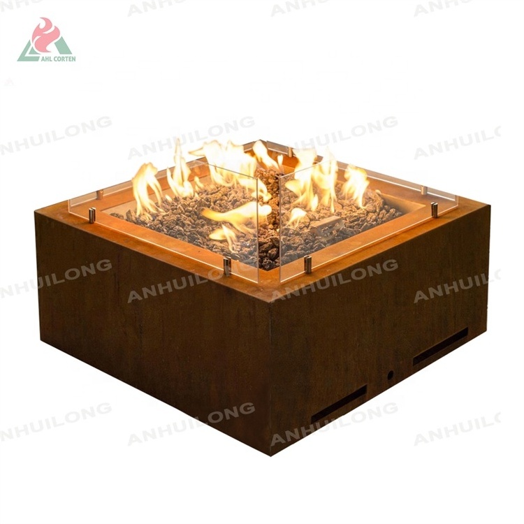 Modern Outdoor Corten Steel gas Fire Pit High Quality Outdoor Gas Fire Pit