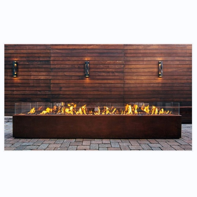 New design firepit glass fireplace corten steel gas fire pit