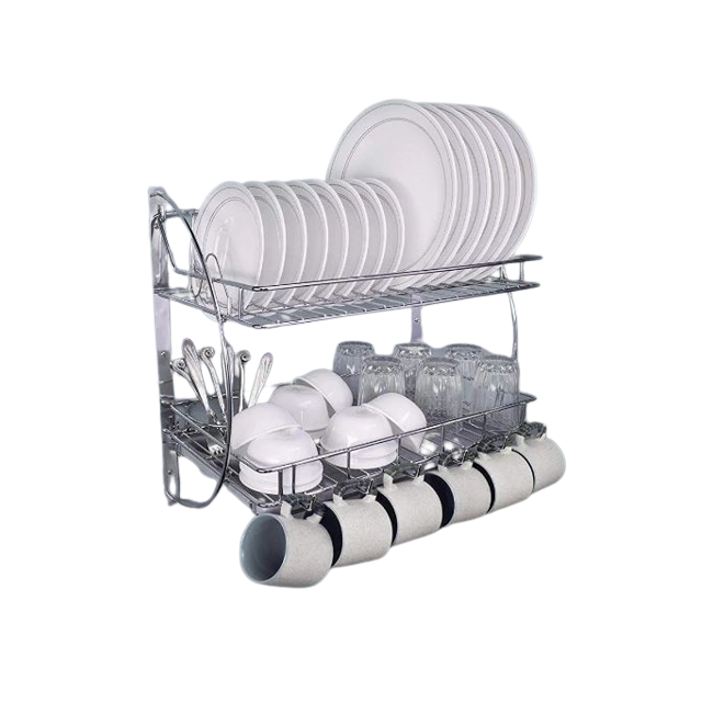 Small Iron Dish Rack 3-Tier Dish Drying Rack Kitchen Shelf Drainer Organizer with Utensils and Cup Holder