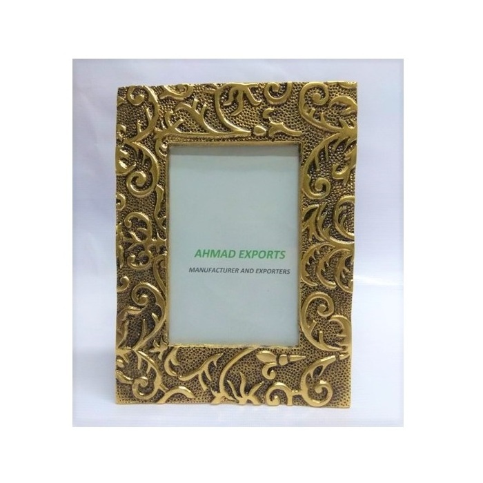 Hot Selling Picture frame Rough Brass Plated Aluminium Glass And MDF Made Square Shape Classic Photo Frame Handmade Customized