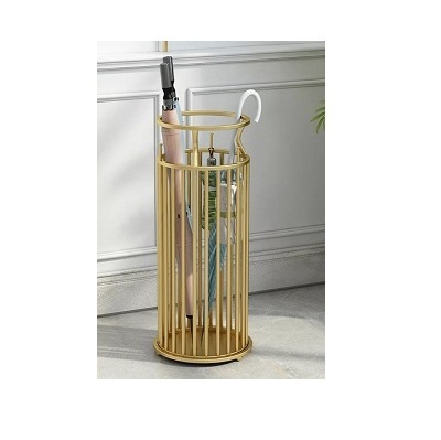 Whole sale Gold Wrought Iron Umbrella Stand Free Standing umbrella holder for entryway Use Hotel Indoor & Outdoor