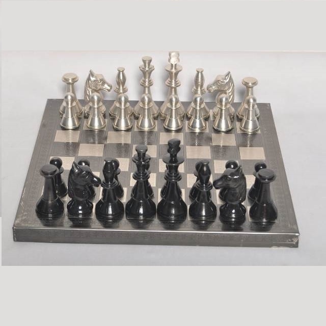 Designer Brass Chess set Premium Metal Chess Set Personalized Chess Pieces and Folded Metal Boards for Children's Games