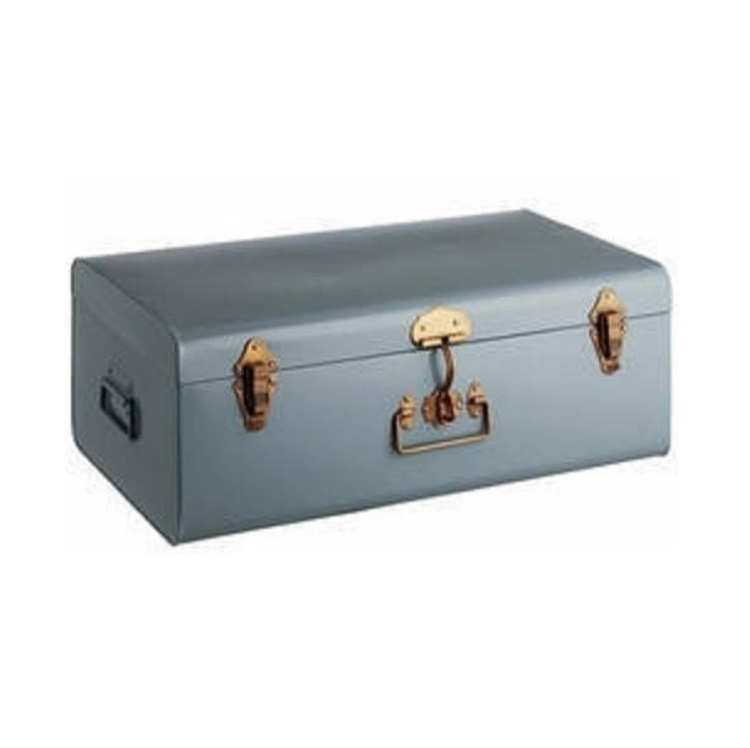 Galvanized Dark Grey Storage Trunk set of 3 Storage Steel Metal Trunk Box Set with Rose Gold Handles for Home Decoration