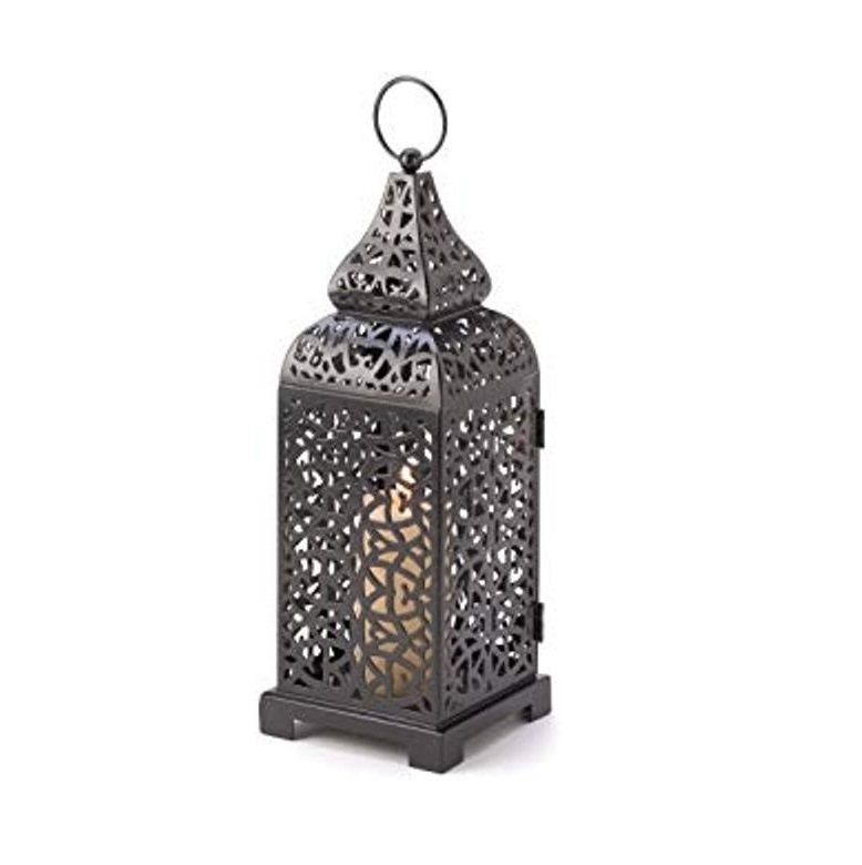 Iron made Star Shape Home Decorative Candle lantern with pink blue glass fitted Moroccan Hanging Lantern