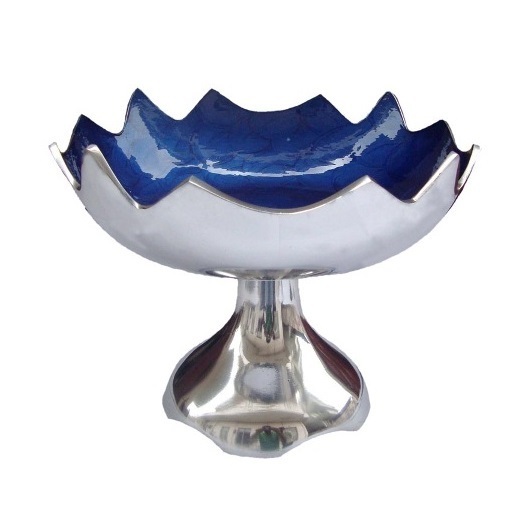 Best Selling Aluminium Cast Fruit Storage Bowl Wholesale Premium Quality Fruit Bowl  Blue and Silver Color Enamel Fruit Bowl